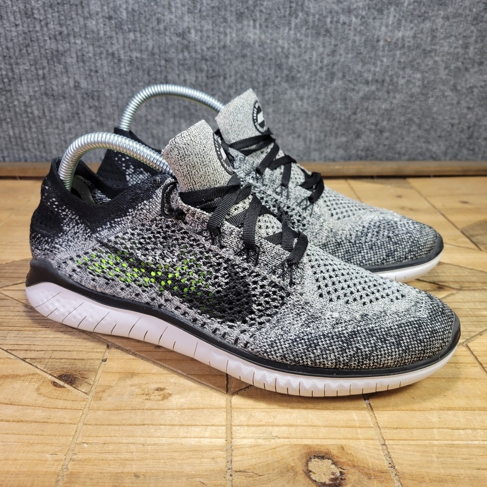 Nike Free RN Flyknit 2018 Men's Size 8.5 Running Shoes Black White Athletic Mesh